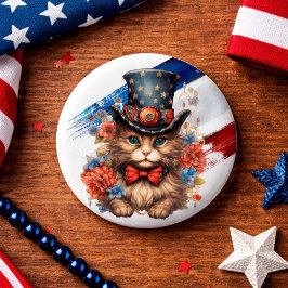 Patriotic Americana Cat Button