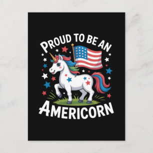Patriotic Americorn Unicorn 4. Juli Patriotic Feiertagspostkarte