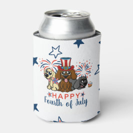 Patriotic Amerikanische Unabhängigkeitstag Dogs Fi Dosenkühler