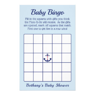 Patriotic Anchor Boy Baby Shooter Bingo Game Flyer