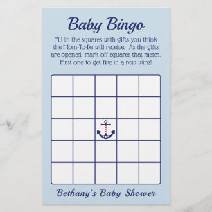 Patriotic Anchor Boy Baby Shooter Bingo Game Flyer