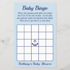 Patriotic Anchor Boy Baby Shooter Bingo Game Flyer