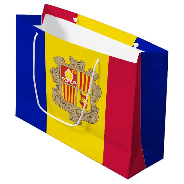 Patriotic Andorra Flag Große Geschenktüte (Vorderseite Schrägansicht)