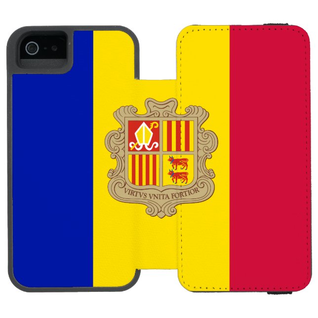 Patriotic Andorra Flag Incipio iPhone Geldbeutel-Hülle (Folio Geöffnet)