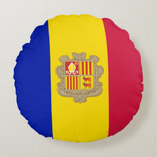 Patriotic Andorra Flag Rundes Kissen
