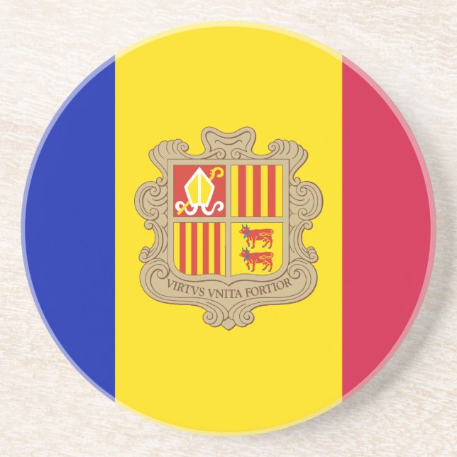 Patriotic Andorra Flag Sandstein Untersetzer (Vorne)