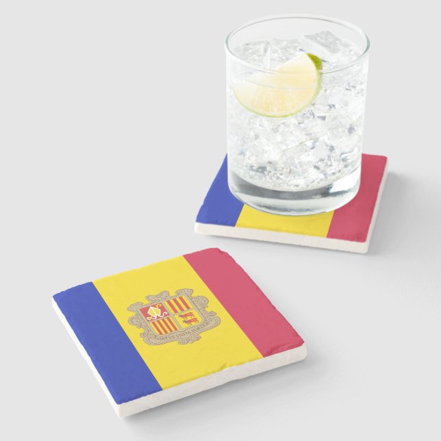 Patriotic Andorra Flag Steinuntersetzer (Seitenansicht)
