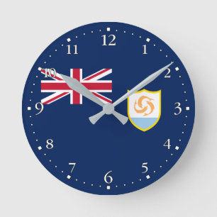 Patriotic Anguilla Flag Runde Wanduhr