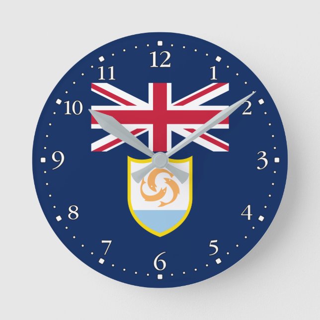 Patriotic Anguilla Flag Runde Wanduhr (Vorderseite)