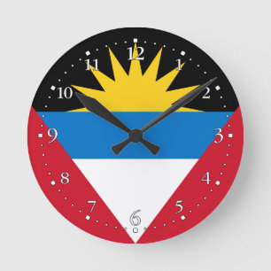 Patriotic Antigua and Barbuda Flag Runde Wanduhr