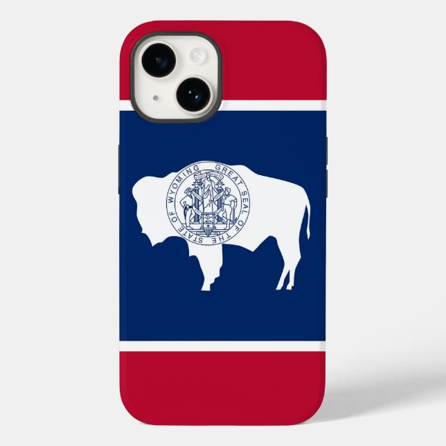 Patriotic Apple 14 Case-Mate, Wyoming-Flagge Case-Mate iPhone Hülle (Rückseite)