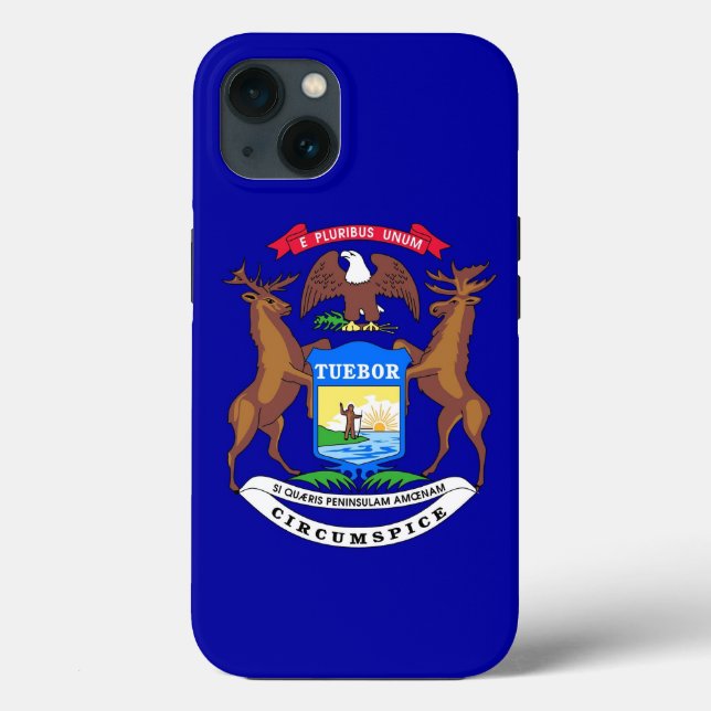 Patriotic Apple iPhone 13 Case-Mate, Michigan-Flag Case-Mate iPhone Hülle (Rückseite)