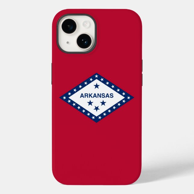 Patriotic Apple iPhone 14 Case-Mate, Arkansas Flag Case-Mate iPhone Hülle (Rückseite)