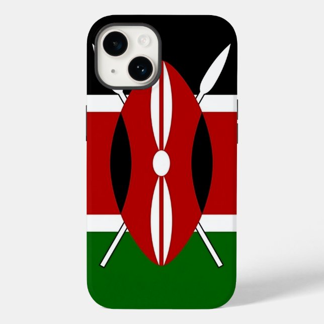Patriotic Apple iPhone 14 Case-Mate Kenya Flagge Hülle (Rückseite)