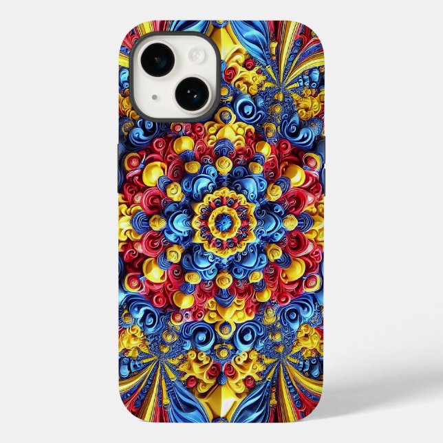 Patriotic Apple iPhone 14 Case-Mate Rumänien Farbe Hülle (Rückseite)
