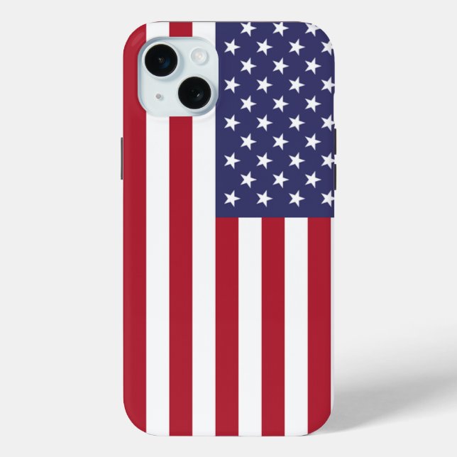 Patriotic Apple iPhone 15 Plus Case-Mate, US-Flagg Case-Mate iPhone Hülle (Rückseite)