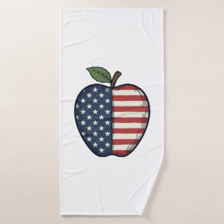 Patriotic Apple Vintage Engraving Vector Design_1 Badehandtuch