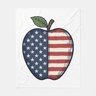 Patriotic Apple Vintage Engraving Vector Design_1 Fleecedecke
