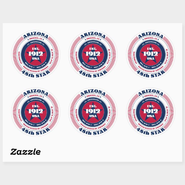 Patriotic Arizona Circle Design Sticker (Blatt)
