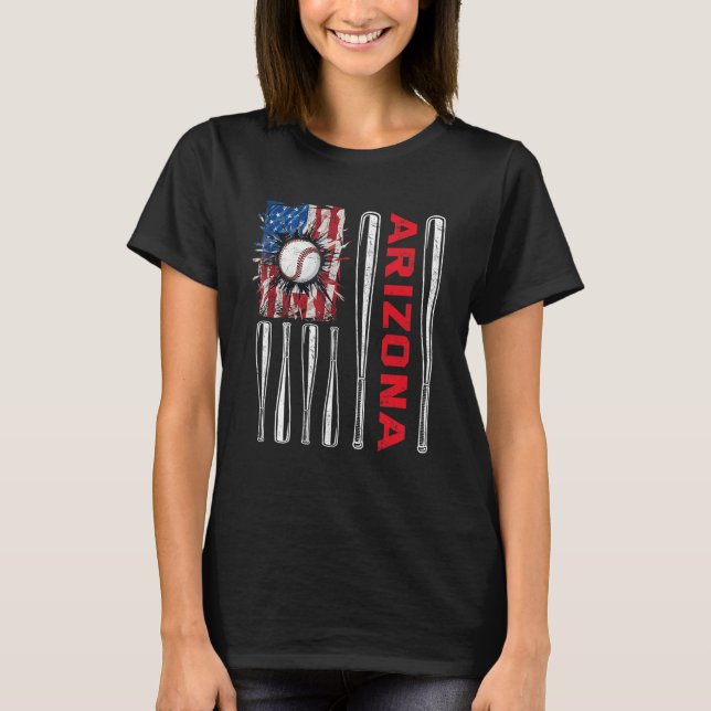 Patriotic Arizona Softball US American Flag Baseba T-Shirt (Vorderseite)