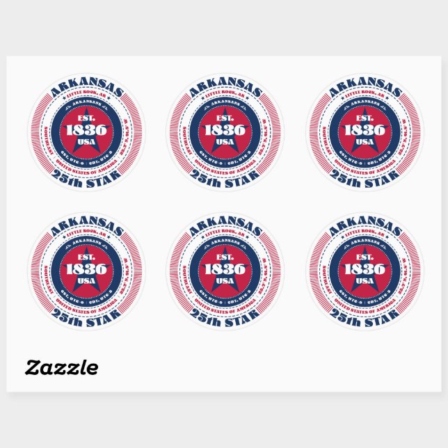 Patriotic Arkansas Circle Design Sticker (Blatt)