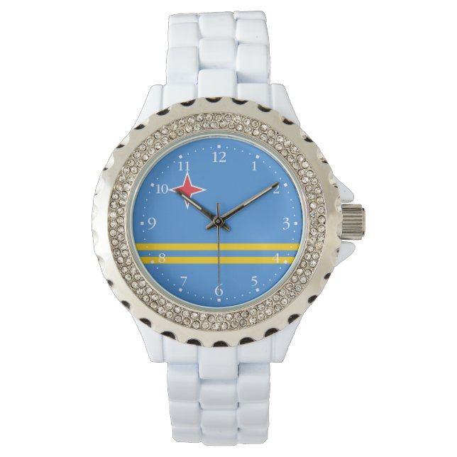 Patriotic Aruba Flag Armbanduhr (Vorderseite)