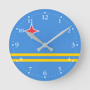 Patriotic Aruba Flag Runde Wanduhr