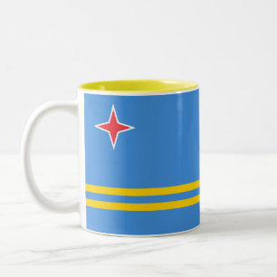 Patriotic Aruba Flag Zweifarbige Tasse