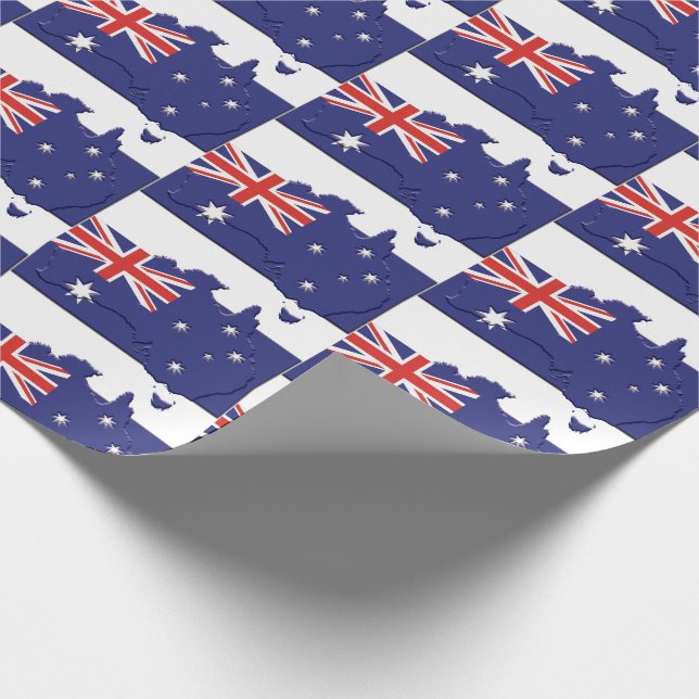 Patriotic AUSTRALIA FLAG Australian Map Kontur Geschenkpapier (Ecke)