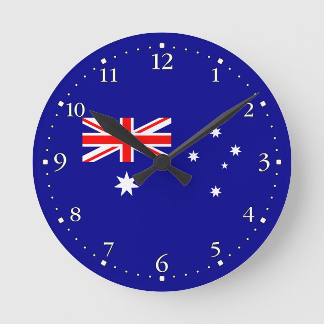 Patriotic Australian Flag Round Clock Runde Wanduhr (Vorderseite)