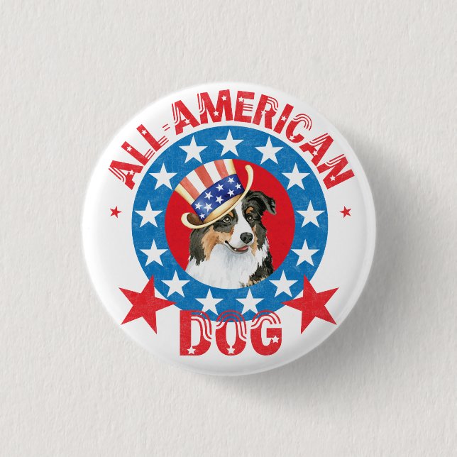 Patriotic Australian Shepherd Button (Vorderseite)