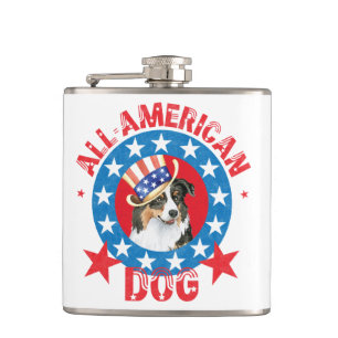 Patriotic Australian Shepherd Flachmann
