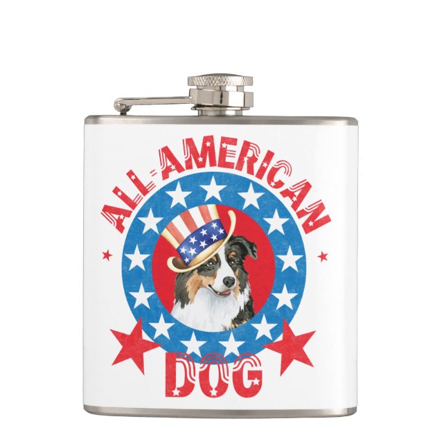 Patriotic Australian Shepherd Flachmann (Vorderseite)