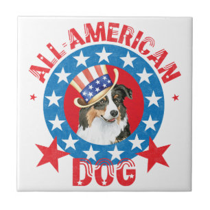 Patriotic Australian Shepherd Fliese