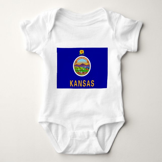 Patriotic Baby Bodysuit mit Flagge von Kansas, USA Strampler (Vorderseite)