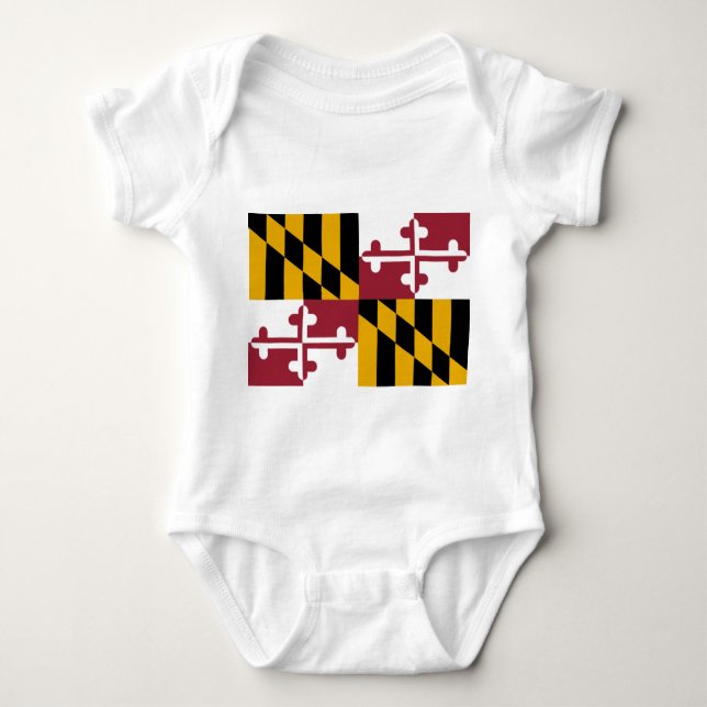 Patriotic Baby Bodysuit mit Flagge von Maryland, U Baby Strampler (Vorderseite)