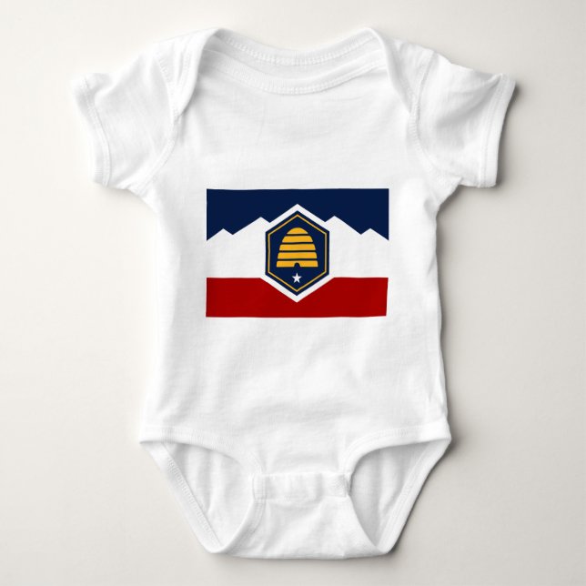Patriotic Baby Bodysuit mit Flagge von Utah, USA Baby Strampler (Vorderseite)