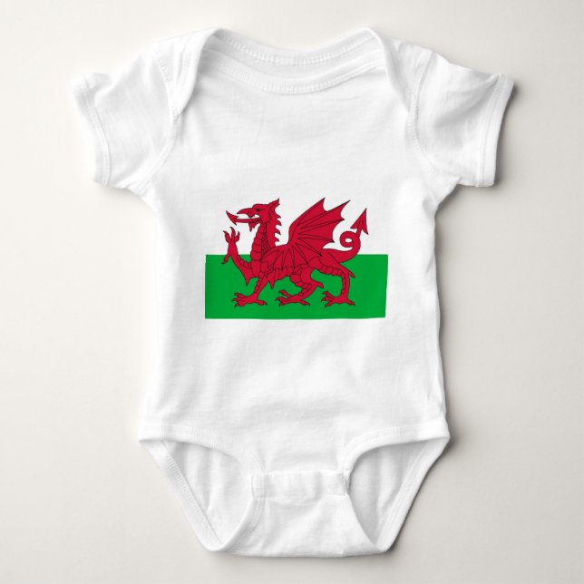 Patriotic Baby Bodysuit with flag Wales, UK Baby Strampler (Vorderseite)