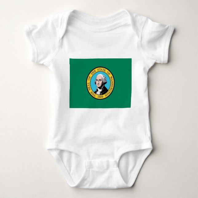 Patriotic Baby Bodysuit with flagge Washington, US Baby Strampler (Vorderseite)
