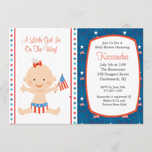 Patriotic Baby Waving Flag Kinderdusche Einladung