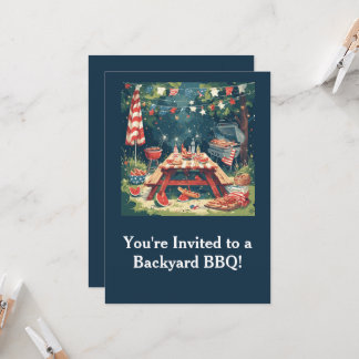 Patriotic Backyard BBQ Scene – 4th of July Cookout Einladung