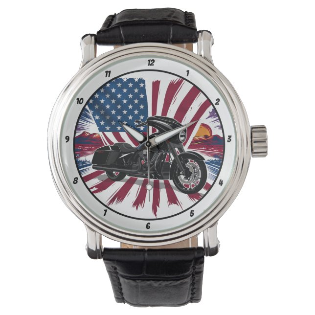 Patriotic Bagger, American Flag Watch. Armbanduhr (Vorderseite)