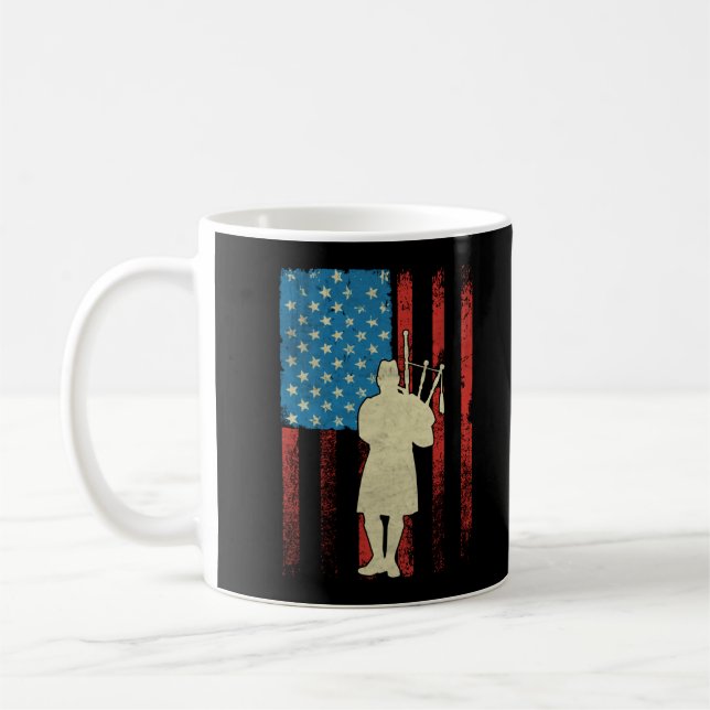 Patriotic Bagpiper American Flag USA Bagpipe Kaffeetasse (Links)