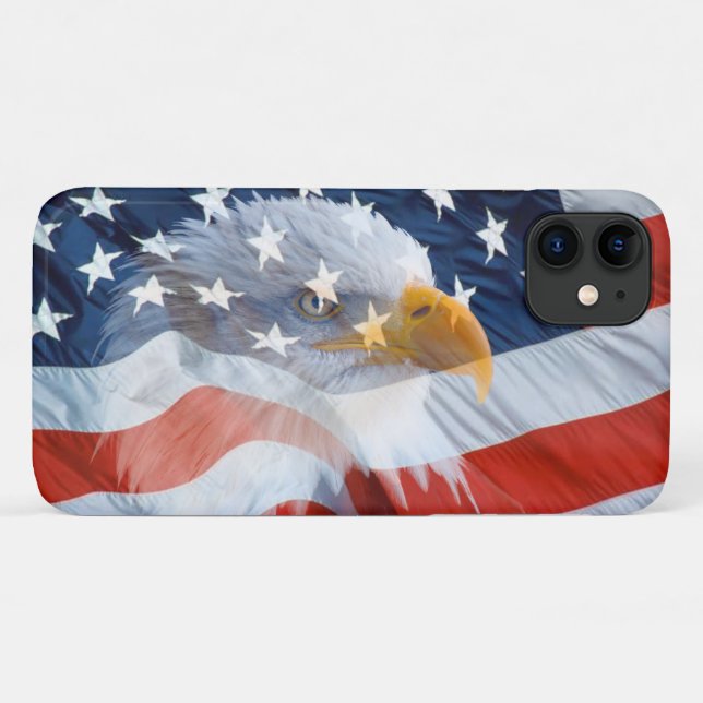 Patriotic Bald Eagle American Flag Case-Mate iPhon Case-Mate iPhone Hülle (Rückseite (Horizontal))