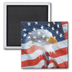 Patriotic Bald Eagle American Flag Magnet