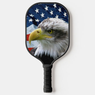 Patriotic Bald Eagle American Flag Pickleball Schläger