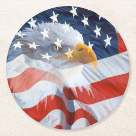 Patriotic Bald Eagle American Flag Runder Pappuntersetzer