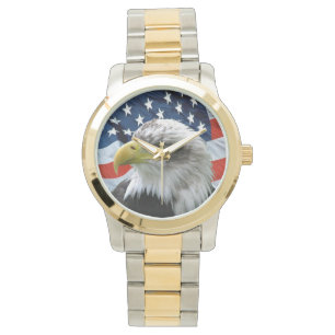 Patriotic Bald Eagle American Flag Watch Armbanduhr