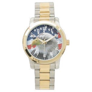 Patriotic Bald Eagle American Flag Watch Armbanduhr
