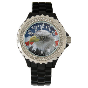 Patriotic Bald Eagle American Flag Watch Armbanduhr